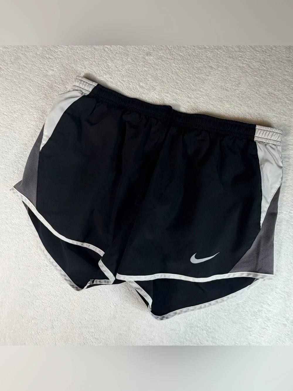 Nike Women's Black Athletic Shorts with Gray Accents